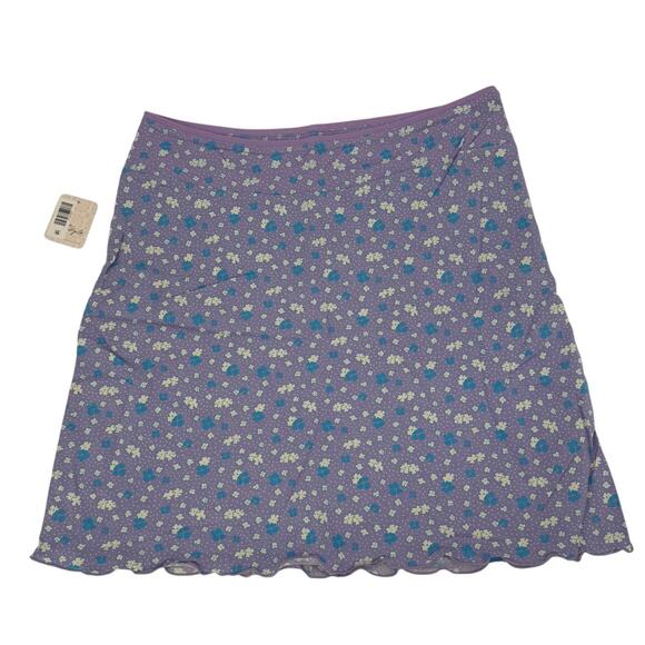 NWT Free People Irl Floral Ice Combo Viscose Purple Silky Mini Slip Skirt Size 4 - Picture 2 of 8